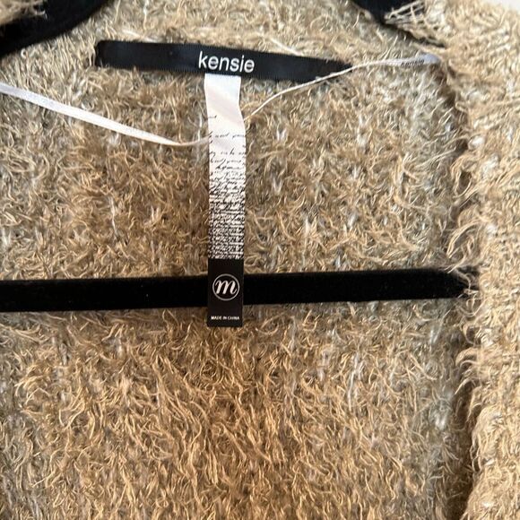Kensie Tan Eyelash Knit Cardigan Sweater Medium - Picture 2 of 5
